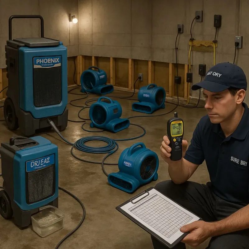 Structural Drying and Dehumidification process in Pana, IL